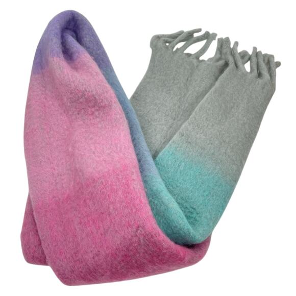 Talbots Colorblock Luxe Oversized Blanket Scarf Multi Color Pastel - Picture 10 of 10